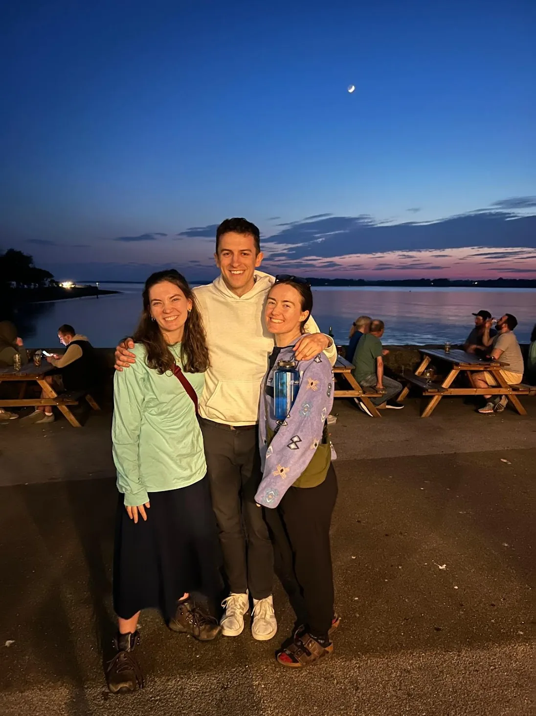 Sunset by the lake with friends