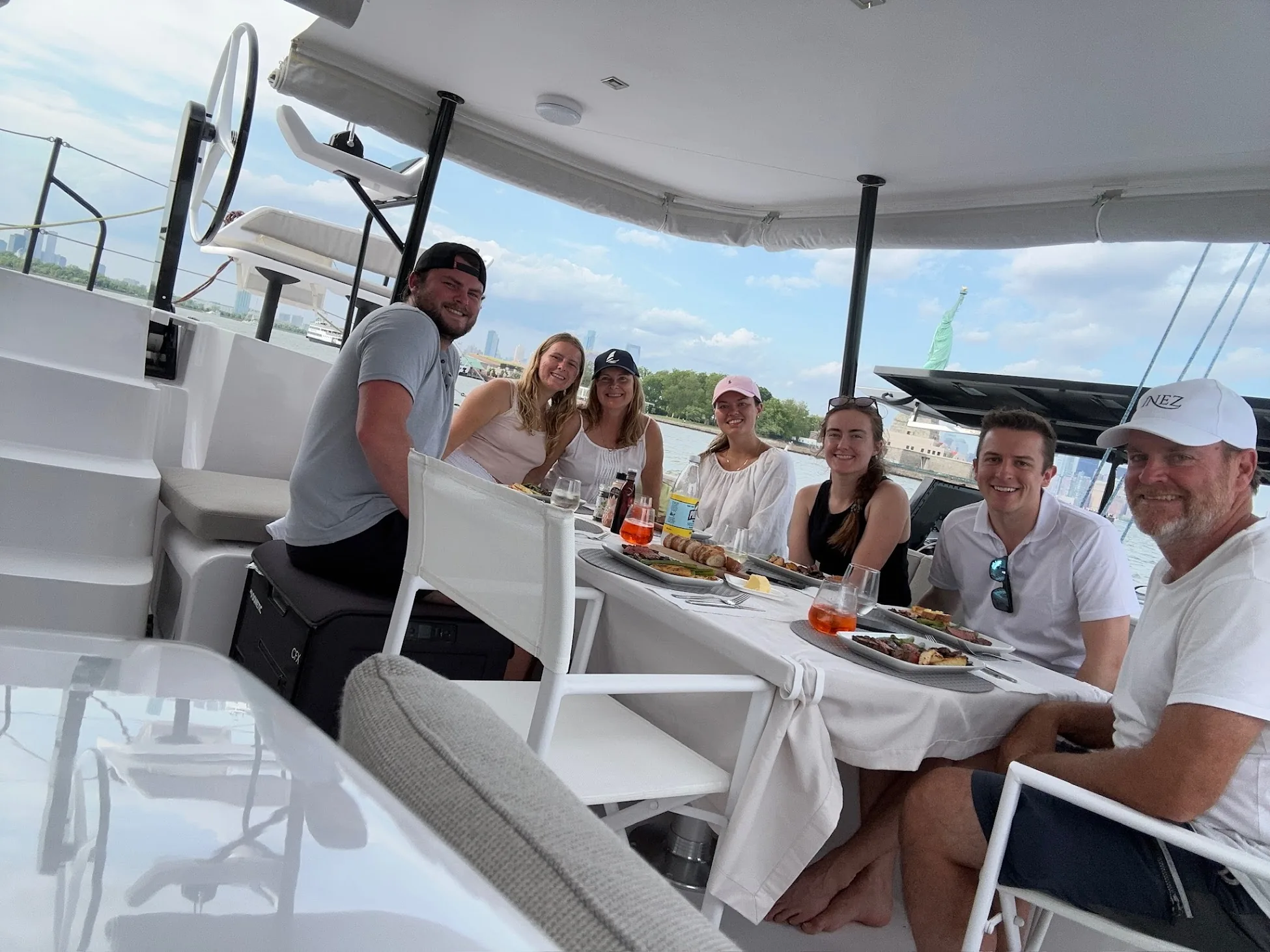 Boat lunch by the Statue of Liberty