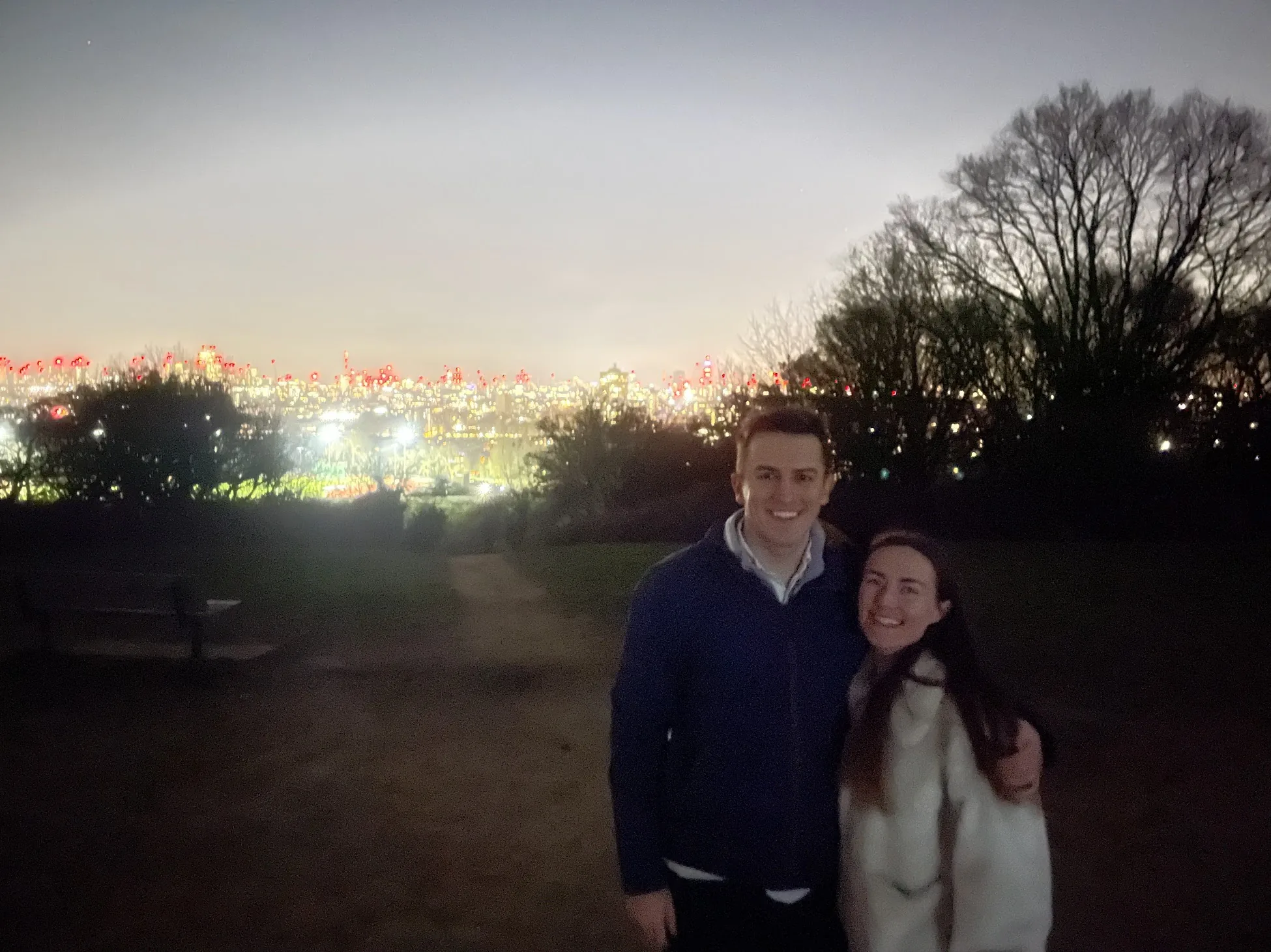 City skyline at dusk
